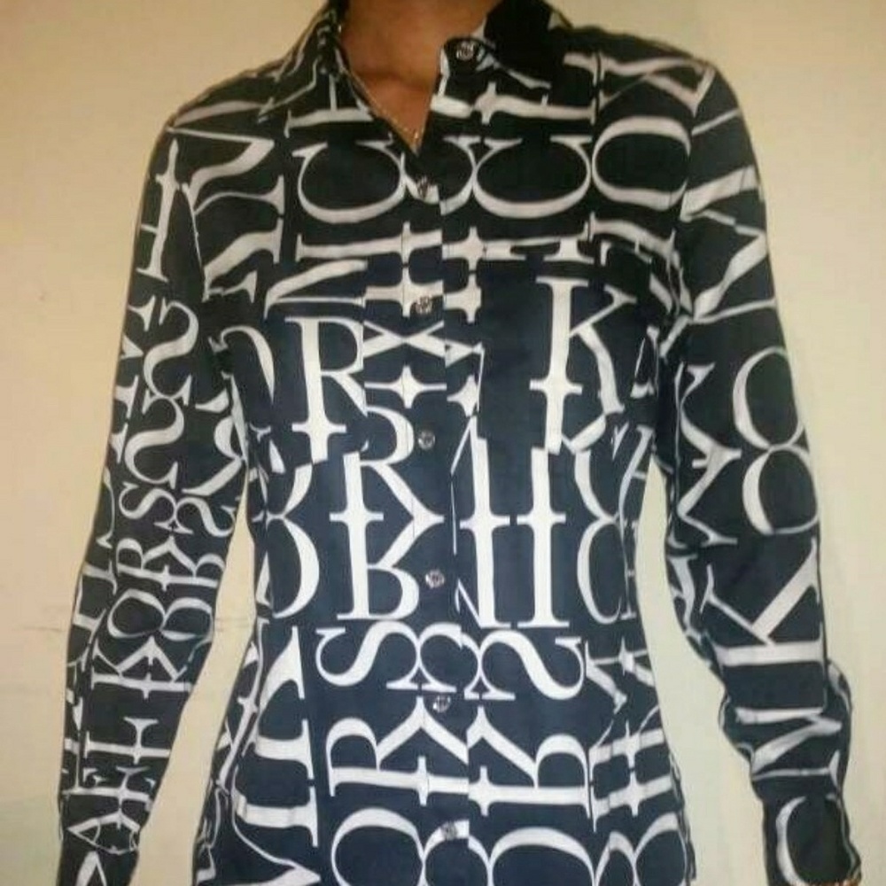 Micheal Kors Black and White Button Down Shirt 6